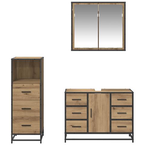 Set di mobili per il bagno con porta 3 pcs Rovere artigianale - Foto 9