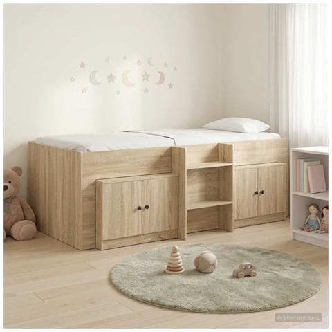 Struttura Letto Loft con Mobile con porta 3 pz Rovere Sonoma - Foto 2
