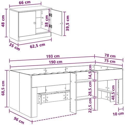 Struttura Letto Loft con Mobile con porta 3 pz Rovere Sonoma - Foto 7
