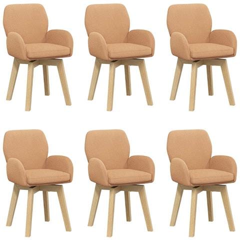 Sedie da pranzo girevoli 6 pcs Bouclé Beige 54 x 58 x 87 cm - Foto 1