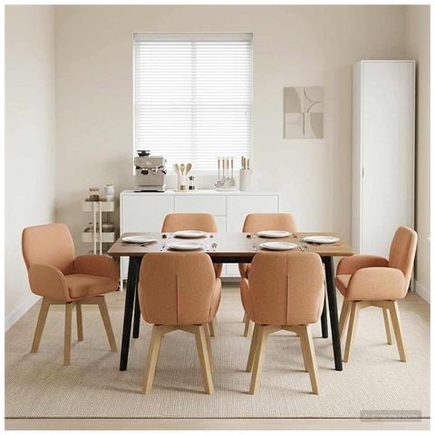 Sedie da pranzo girevoli 6 pcs Bouclé Beige 54 x 58 x 87 cm - Foto 2