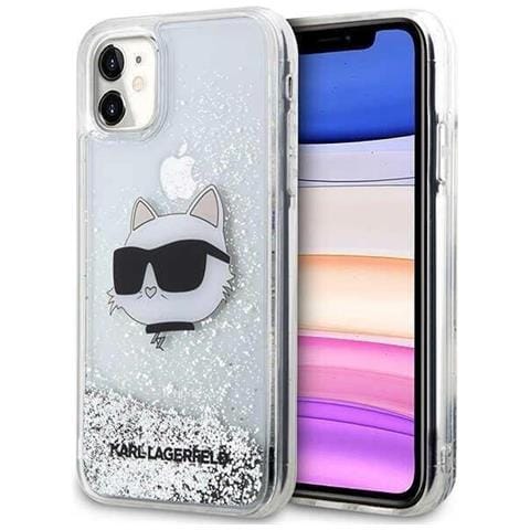 Custodia Rigida Argentata Con Glitter Choupette Head Per Iphone 11/xr - Foto 1