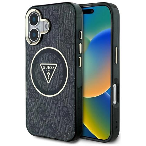Custodia Guess Nera Per Iphone 16 Con Glitter E Magsafe - Foto 1