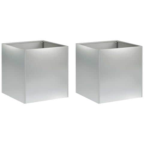 Vaso da giardino 2 pz Argento 20 x 20 x 20 cm Acciaio zincato - Foto 1