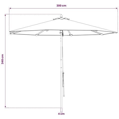 Ombrello da giardino Ø 300 x 248 cm Legno di Eucalipto Massello - Foto 8