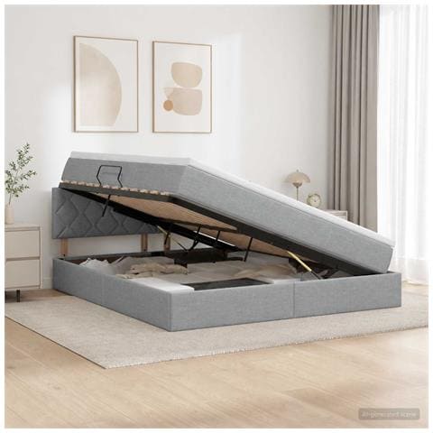 Letto con contenitore LED e materasso Grigio Chiaro - Foto 2