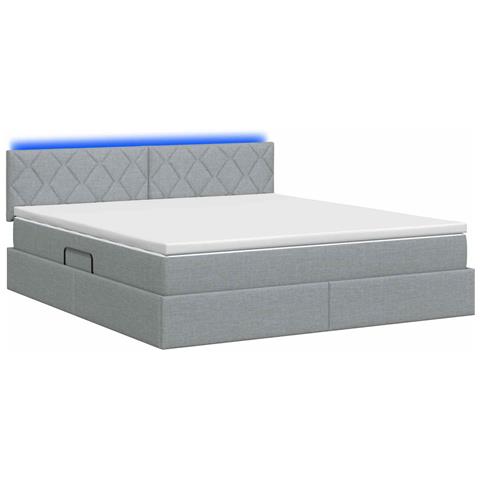 Letto con contenitore LED e materasso Grigio Chiaro - Foto 9