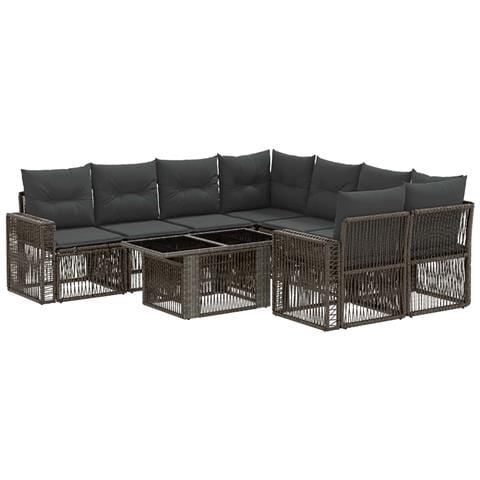 Set Divano da Giardino 9 pz Grigio e Grigio Scuro polyrattan - Foto 1