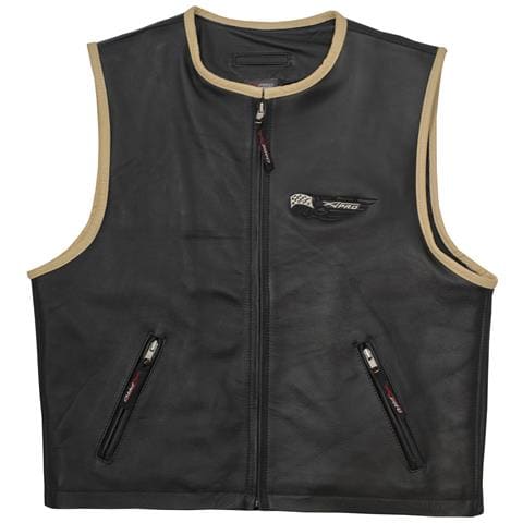 Gilet Pelle Moto Custom Chopper Foderato Zip Frontale Tasche Nero 2x - Foto 2
