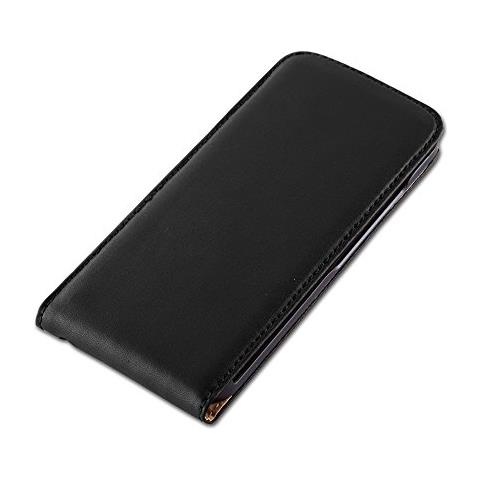 Custodia Compatibile Con Huawei P6 Mini In Nero Carbone - Coperchio Protettivo In Design Flip Realizzato In Finta Pelle Liscia - Foto 2