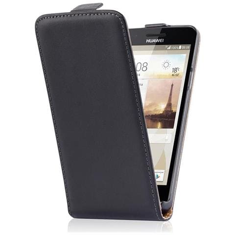 Custodia Compatibile Con Huawei P6 Mini In Nero Carbone - Coperchio Protettivo In Design Flip Realizzato In Finta Pelle Liscia - Foto 7