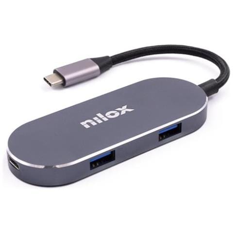 Mini Docking Station HDMI 3USB PD USB 3.2 Gen 1 (3.1 Gen 1) Type-C Argento - Foto 1