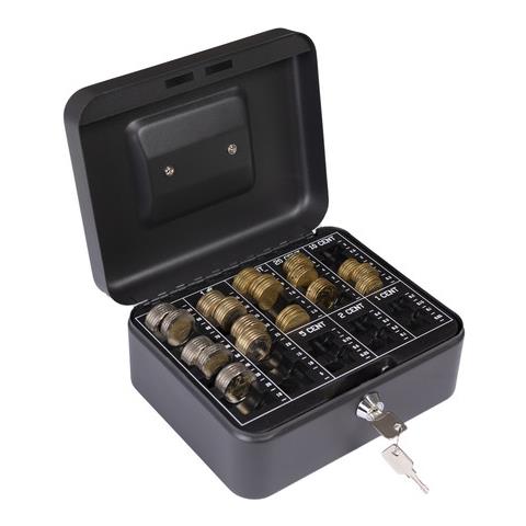 Elegant Cash C9624-eur Cassetta Di Sicurezza Con Chiave Per Contare E Trasportare Denaro | Cassetta Portavalori In Acciaio Con Vassoio Portamonete | Cassaforte Portatile Larghezza 20 Cm | Nera - Foto 1