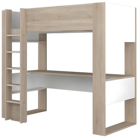 Letto A Soppalco Con Scrivania E Scomparti Integrati 90 X 200 Cm - Noah - Foto 7