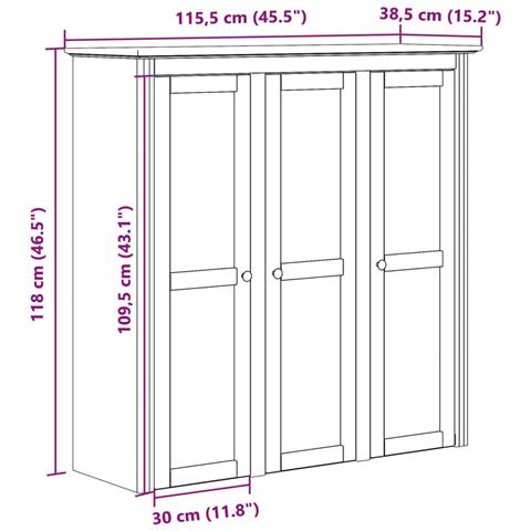 Mobile con Ante Vetro BODO Legno Massello Pino Bianco e Marrone - Foto 8