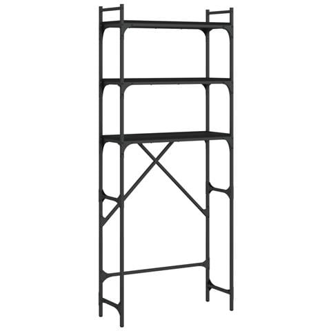 Scaffale Per Lavatrice Nero 67x25x163 Cm In Legno Multistrato - Foto 1