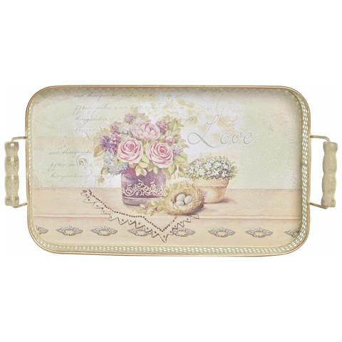 Set Di Vassoi 40 X 21 X 8 Cm Rosa Metallo 8 Cm 3 Pezzi Shabby Chic - Foto 2