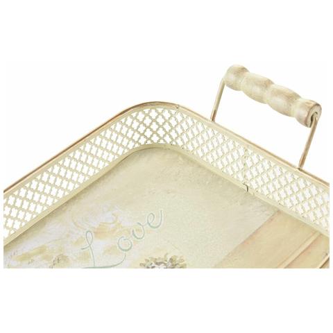 Set Di Vassoi 40 X 21 X 8 Cm Rosa Metallo 8 Cm 3 Pezzi Shabby Chic - Foto 3