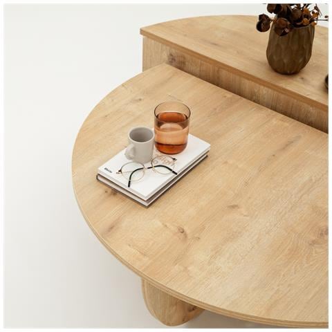 Carlow Tavolino Rotondo Di Design In Legno - Foto 6