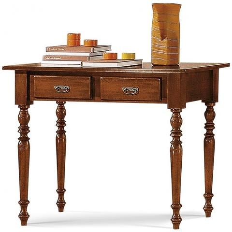 Scrivania Classica 2 Cassetti Legno Tinta Noce 105x55x80 - Foto 1