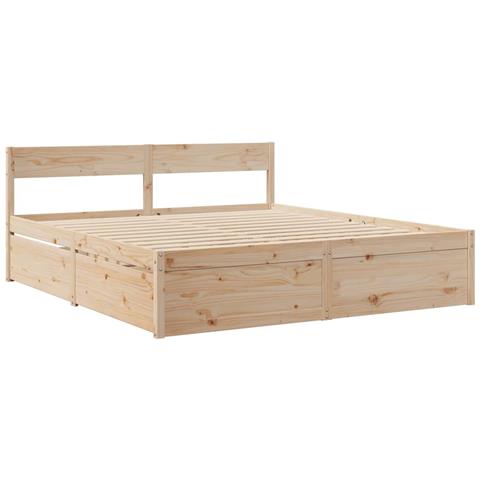 Giroletto Con Cassetti 200x200 Cm In Legno Massello Di Pino - Foto 1