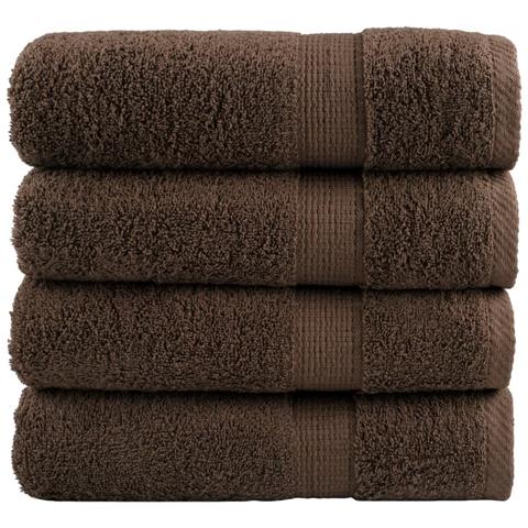 Asciugamani da Bagno SOLUND 4 pz Marroni 100x150 cm 600gsm - Foto 1