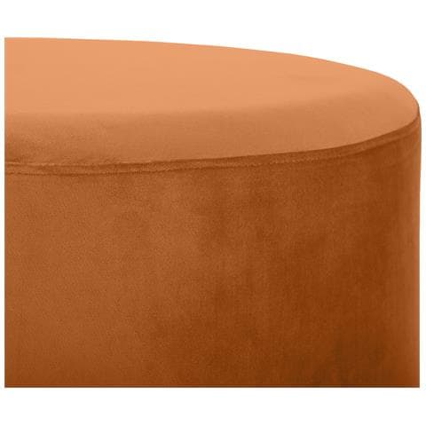 Pouf Charlotte Ii In Velluto Arancione Bruciato E Metallo Dorato - Foto 2