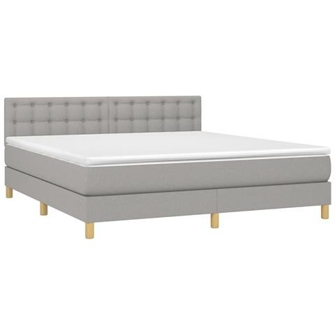 Letto a Molle Materasso e LED Grigio Chiaro 180x200 cm Tessuto - Foto 8