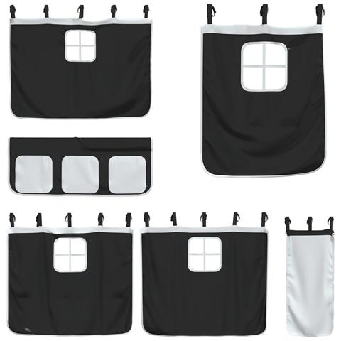 Letto a Castello senza Materasso Bianco e Nero 80x200cm in Pino - Foto 2