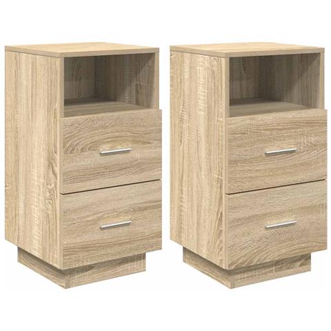 Comodini 2 Pz Con 2 Cassetti Rovere Sonoma 36x36x68 Cm - Foto 2
