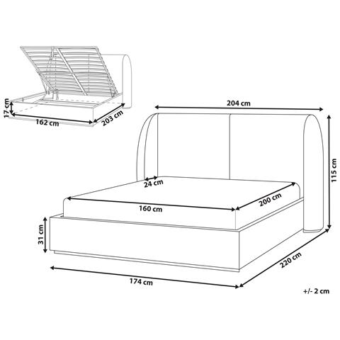 Letto Contenitore Tessuto Monestier 160 X 200 Cm Tortora - Foto 2
