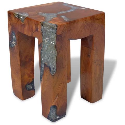 Sgabello In Legno Massello Di Teak E Resina - Foto 1