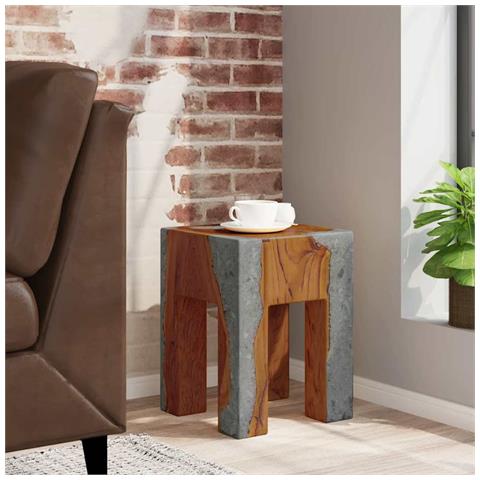 Sgabello In Legno Massello Di Teak E Resina - Foto 8