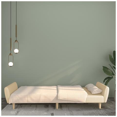 Divano Letto A 2 Posti Crema In Tessuto - Foto 2