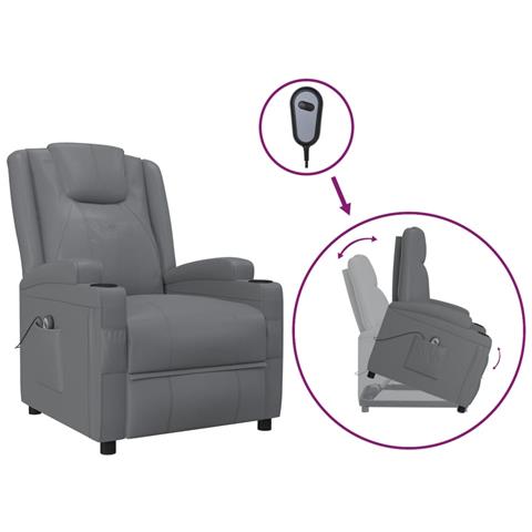 Poltrona Alzapersona Antracite In Similpelle - Foto 1