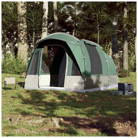 Tenda da Campeggio a Tunnel per 3 Persone Verde Impermeabile - Foto 2