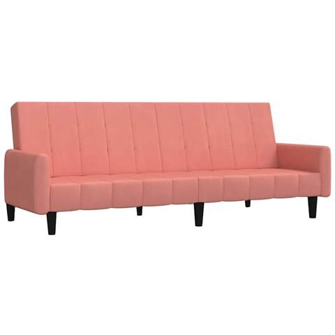 Divano Letto a 2 Posti Rosa in Velluto - Foto 1