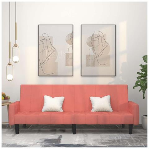 Divano Letto a 2 Posti Rosa in Velluto - Foto 2