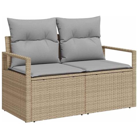 Divano da giardino 2 posti  con cuscini Beige in polirattan - Foto 1