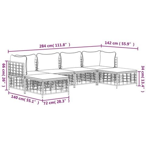 Set Divani da Giardino 6 pz con Cuscini Antracite in Polyrattan - Foto 9