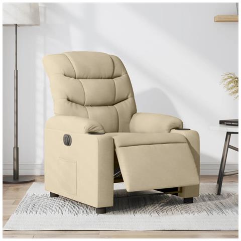 Poltrona Elettrica Reclinabile Crema in Tessuto - Foto 2