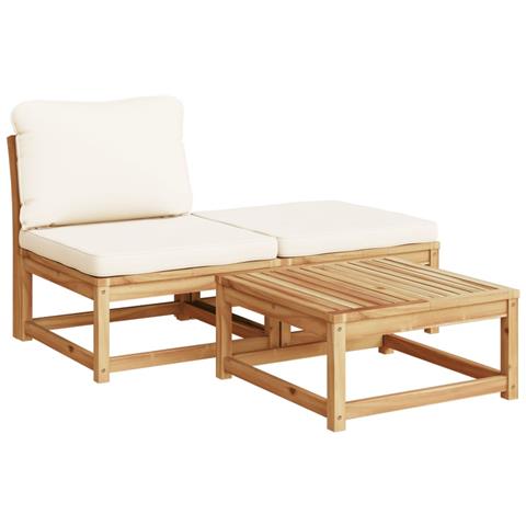 Set Mobili da Giardino 3pz con Cuscini Legno Massello di Acacia - Foto 1