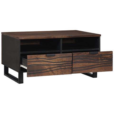 tavolino da caffè 80x54x40 cm in legno massello di noce - Foto 2