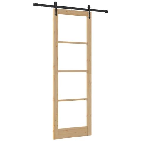 porta scorrevole  con kit hardware 'ORKDAL'78x232 cm, porta interna  con vetro 'ORKDAL'78x232x4 cm in legno massello di pino - Foto 1
