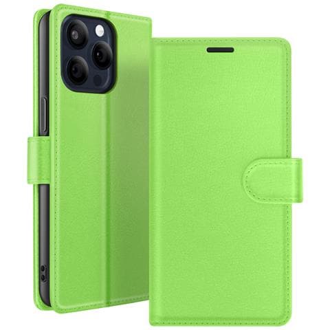 Custodia A Portafoglio Per Iphone 15 Pro Max Con Supporto E Linguetta Magnetica, Verde - Foto 1