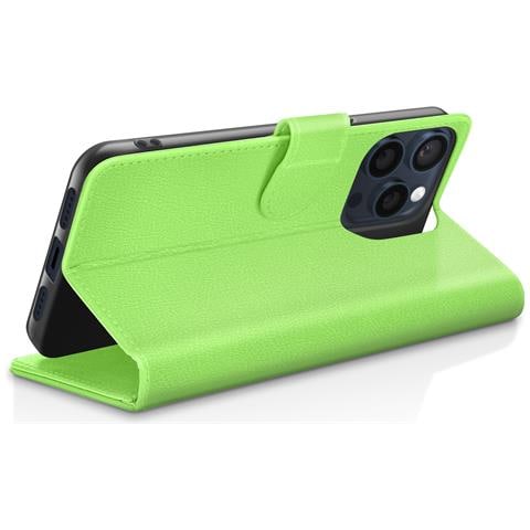 Custodia A Portafoglio Per Iphone 15 Pro Max Con Supporto E Linguetta Magnetica, Verde - Foto 5