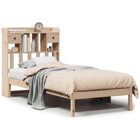 Letto Libreria senza Materasso 90x190 cm Legno Massello Pino - Foto 1