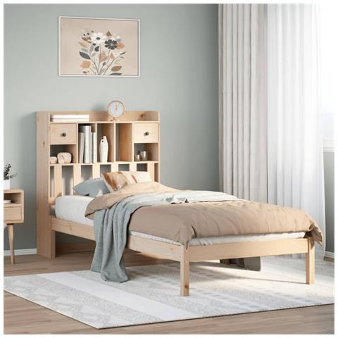 Letto Libreria senza Materasso 90x190 cm Legno Massello Pino - Foto 2