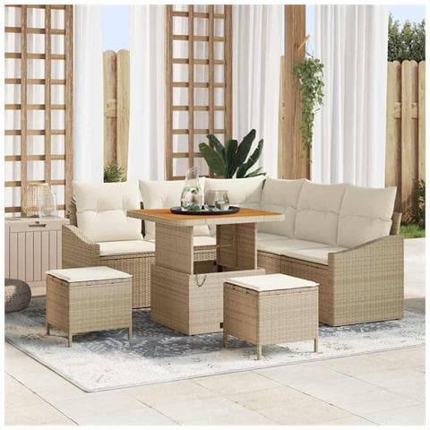 Set Divano da Giardino 8 pcs Beige e Crema 80 x 80 x 71 cm - Foto 2