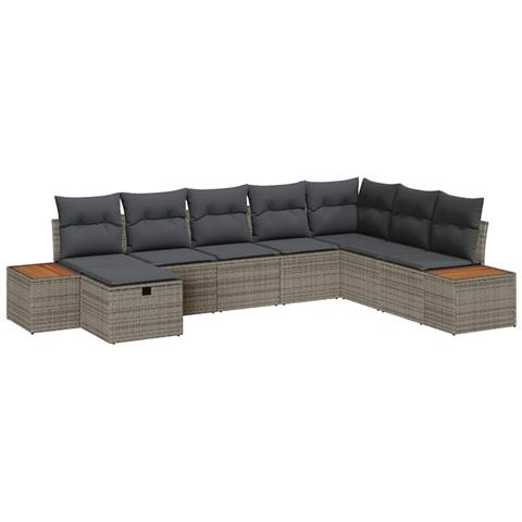 Set Divano da Giardino 8 pcs Grigio 55 x 62 x 69 cm Poly Rattan - Foto 1